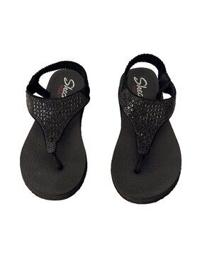 Skechers black rhinestone yoga foam sandals